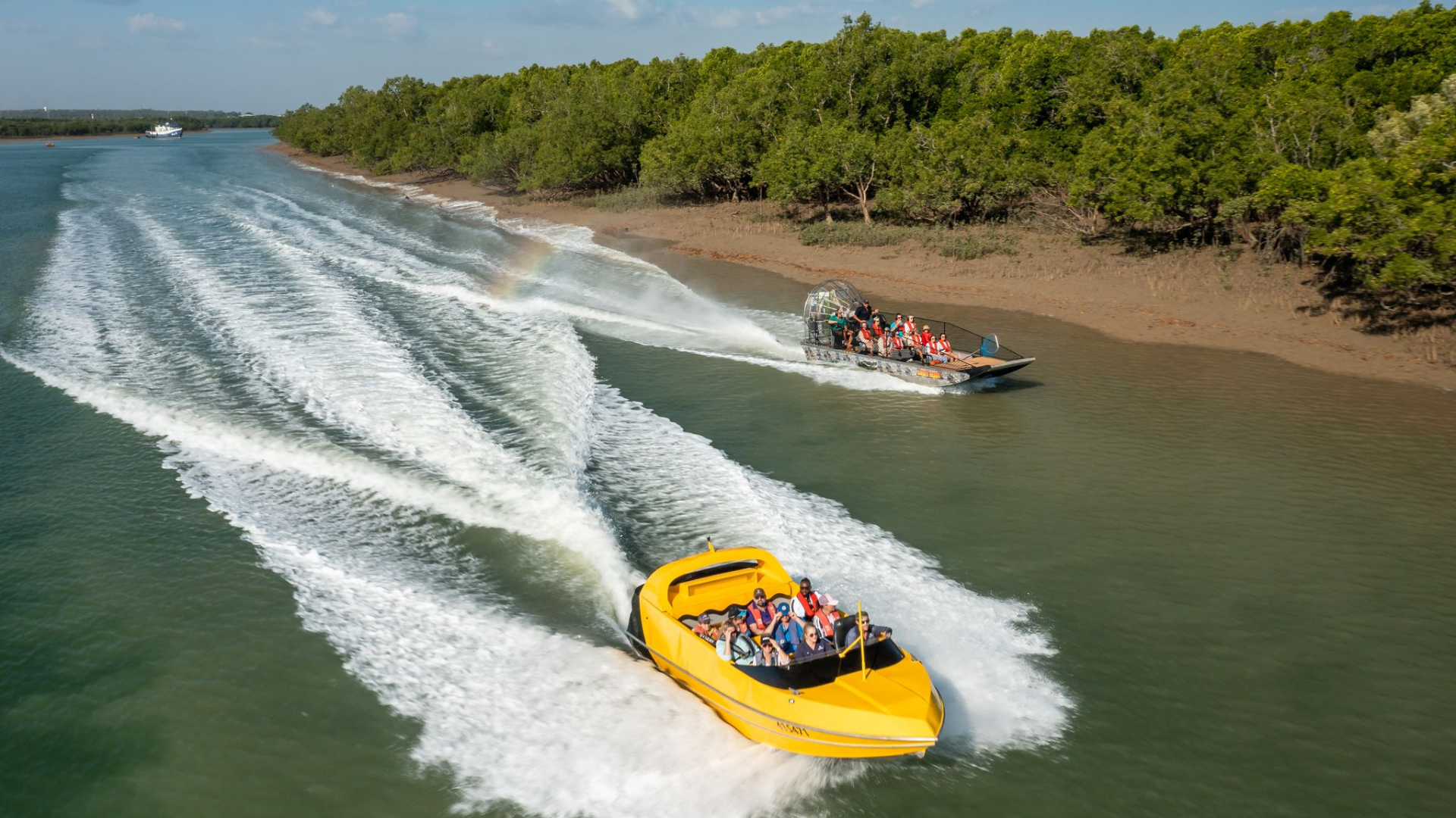 Passengers experience darwin air boat tour rides