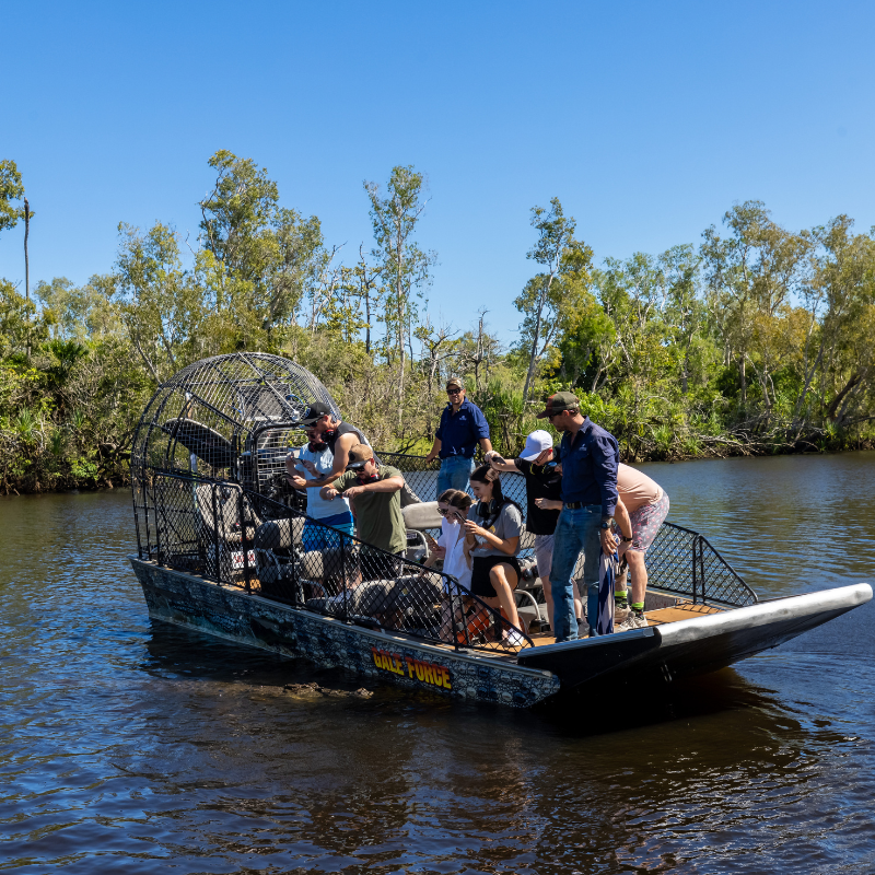 Group of people on an airboat tour